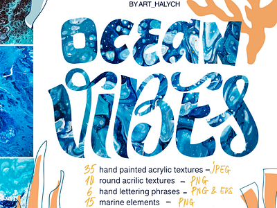 Acrylic textures and lettering acrylic blue calligraphy colors creativemarket elements fluid lettering marine ocean print texture type