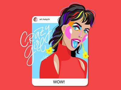 Crazy girl Vector illustration