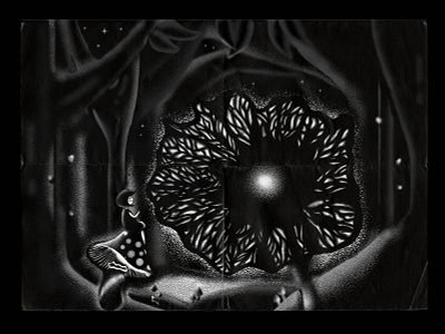 evening blackandwhite digital art digital illustration fantasy fantasyart forest graphic design illustration illustration art mushroom narrative surreal art surrealism surrealistic vintage woods