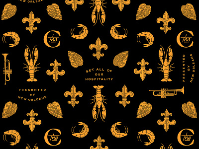 new orleans hospitality pattern branding concierge design hand drawn handmade hotel icon iconography illustration new orleans simple upscale