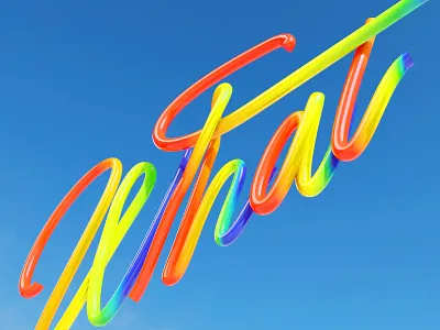 rainbow 3d type 3d blender blender render cinema 4d cycles design handlettering rainbow render script simple type typography wip work in progress