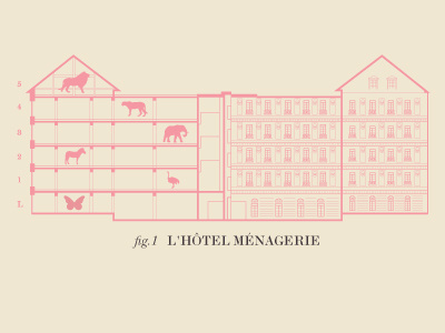 Ménagerie Illustration architecture boutique drawing hotel menagerie ménagerie versailles
