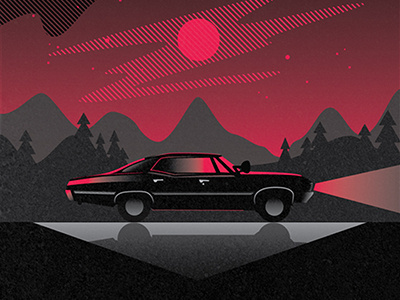 Supernatural Impala cars dean impala poster sam screen printing supernatural texture tv vector winchester