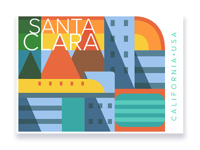 Postcard bay area california city illustration postcard santa clara silicon valley