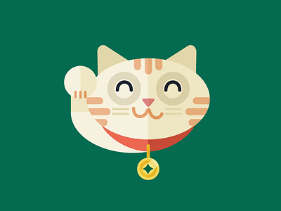 Lucky cat character flat illustration lucky cat simple