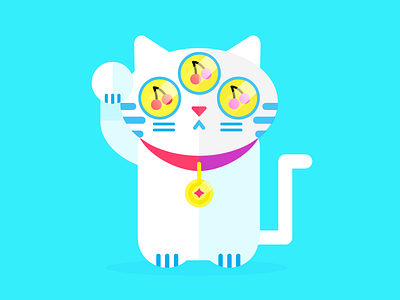 Lucky Slots casino cat character flat illustration lucky cat simple slots vegas