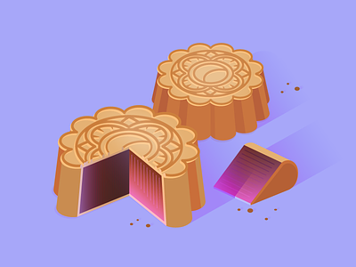 mooncakes <3 asian cake chinese chinese new year dessert food illustration isometric lunar new year mooncake pink