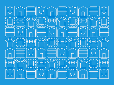 happy lil pattern consumer home icons line art pattern shopping teams travel user