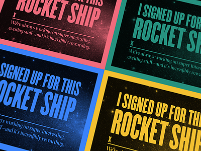 A rocket ship?! color condensed poster space team typography workplace