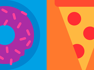 Donut & Pizza branding design flat food icon iconography illustration simple vector