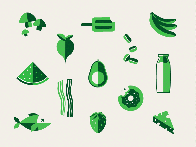 Silly Good Food food icons mmm bacon fish head donut