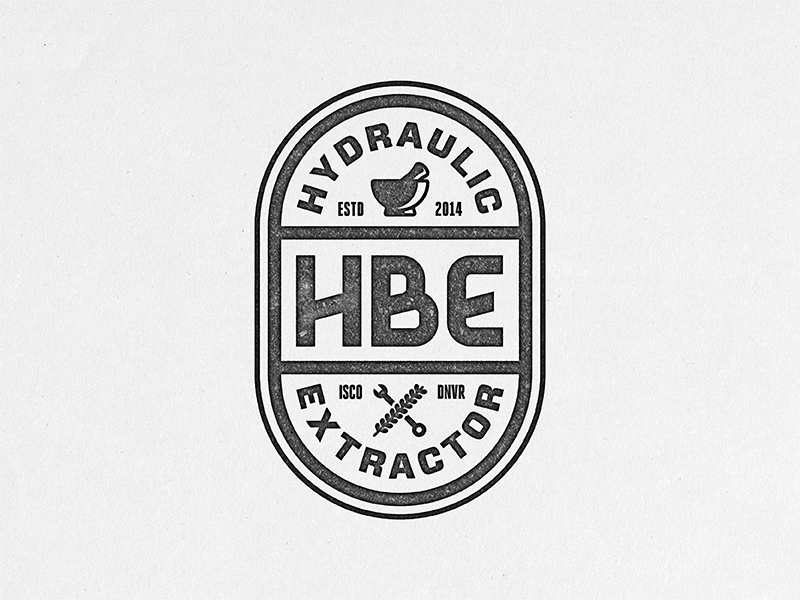HBE logo badge stamp mortar pestle press holistic