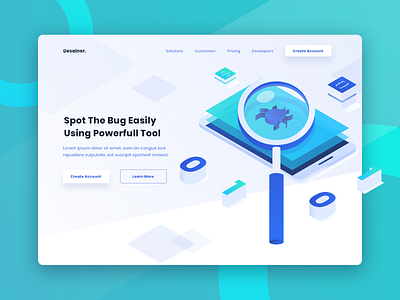 Bug Finder Isometric Header Website