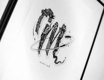 Custom, hand drawn letter "M" branding design graphic design illustration typography
