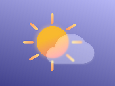 Sunny - Glassmorphism adobe xd branding clouds concept design dribbble glass glassmorphism illustration light minimal sun transparent ui weather