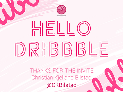 Helllo Dribbble ! concept debut debuts design dribbble dribbble debut hello illustration invite minimal pink thanks white