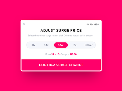 Surge price adjustment modal