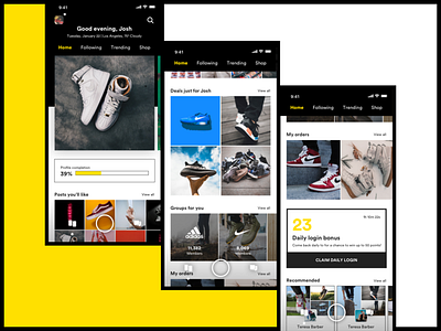 Sneakers social commerce app app community design ecommerce shoes shop sneakers social social app ui ux