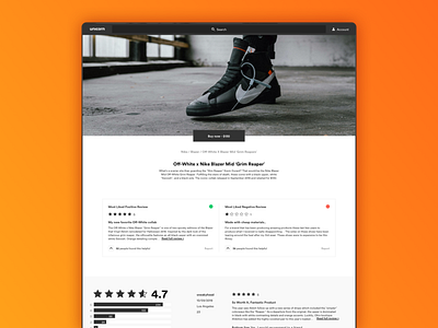 Sneaker product page design ecommerce off white product page reviews shoes shop sneakers ui ux web website