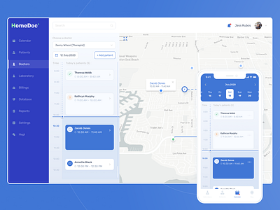 Healthcare project Home Doc 2021 blue calendar dashboad doc health health app healthcare manager map