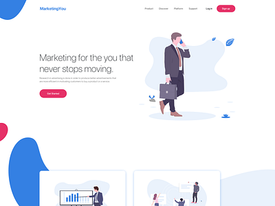 MarketingYou Landing Page clean design illustration landing page learning sketch 3 ui ux vector web design