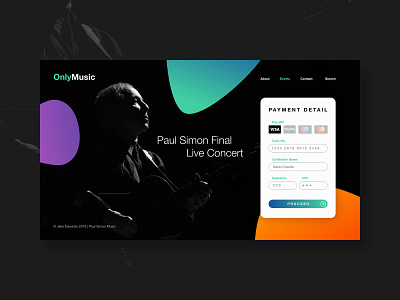 Credit Card Checkout - OnlyMusic clean design daily 100 challenge landing page learning typography ui web design xd