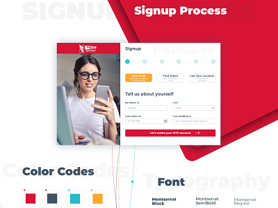 Signup Process branding design flat minimal type typography ui ux web website