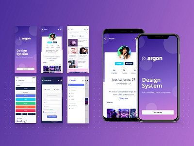 Argon React Native button states cards ui design framework free mobile onboarding profile design react native screen