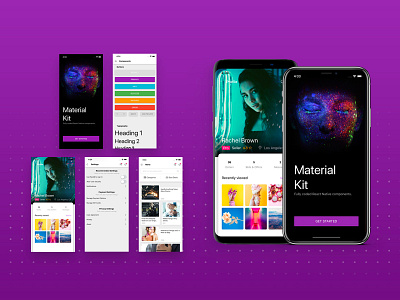 Material Kit React Native button states cards ui design framework free materialdesign mobile onboarding react native screen