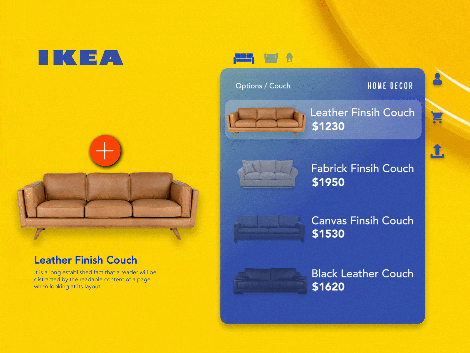 Ikea Concept aftereffects animation app branding clean design furniture app furniture design furniture website future ikea illustration minimalistic mobile modern design sketch typography ui web website