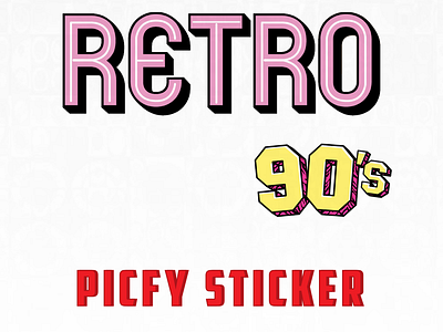 Retro 90 celebration design logo mobile app design photo editor picfy retro design sticker typography vector artwork video editor