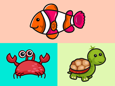 Sea creature Stickers android app art artwork branding fish flat icon illustration ios picfy sea sea animals stickers symbol ui ux