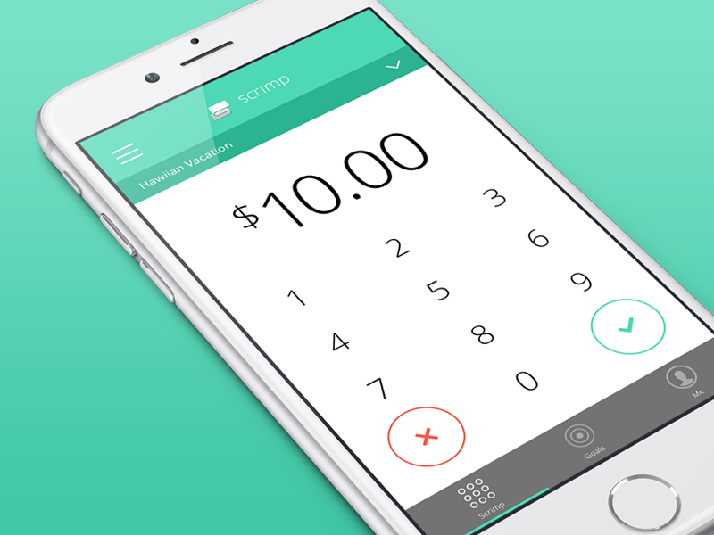 Scrimp Number Pad number pad money numbers x check finance scrimp ios app iphone 6 green gradients