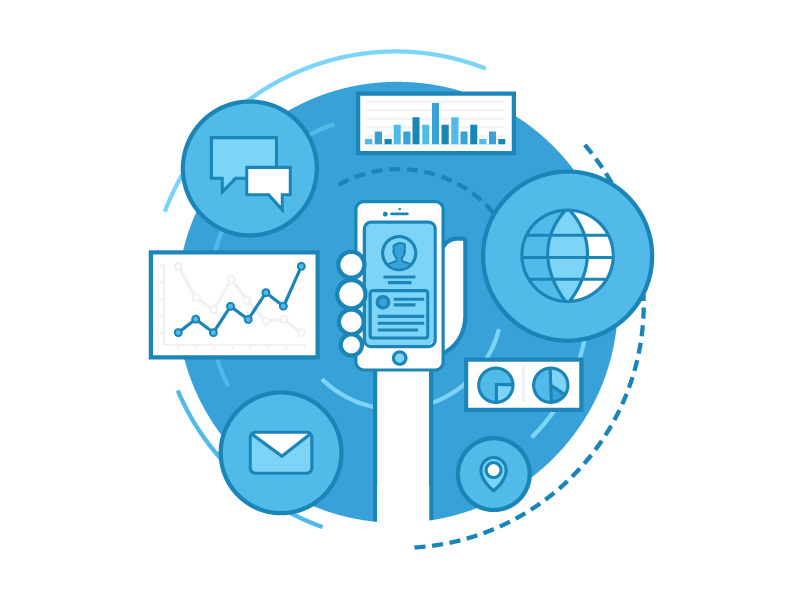 Mobility data analytics mobility mobile device graphs blue monochromatic phone social network