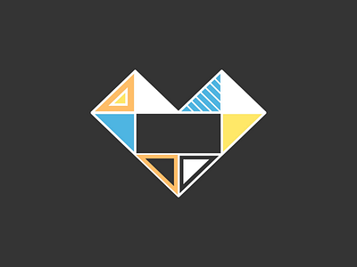 Patchwork Heart art digital heart illustration logo modern triangles ui