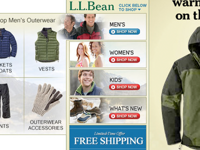 LL Bean banner ad css fall weather interface ll bean rollover
