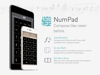 Numpad - Compose like never before composing finale ios9 keyboard multi tasking music numbers sibelius