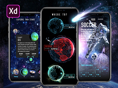 Adobe XD Live: Outer Space App adobe xd adobexduikit app design free interaction ios iphone outer space photoshop space ui user interface ux