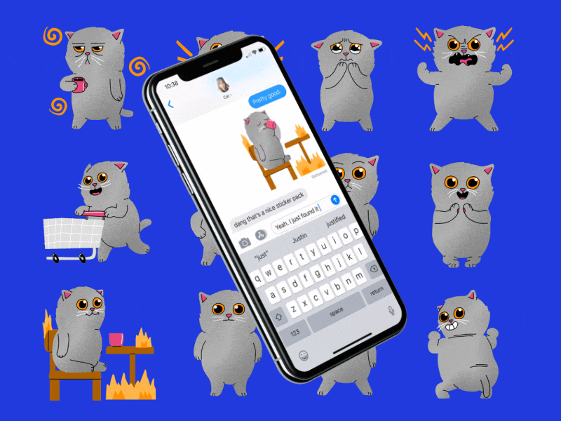 Bigger Bluer - Animated Stickers animated gif animations cat illustration ios stickers stickers for imessage
