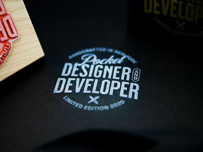 Pocket Designer & Developer 2020 badge branding design development dice logo logo design packaging stamp toy