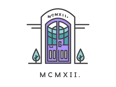 Travel Design-MCMXII. building colorful door green house iconarchitecture line purple ui