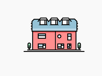 Travel Design-Red House architecture building colorful house icon line red ui