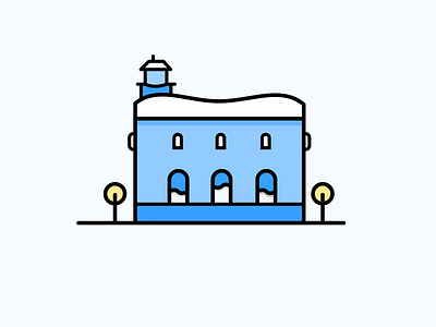 Travel Design-OceanHouse architecture blue building colorful house icon illustration tree ui