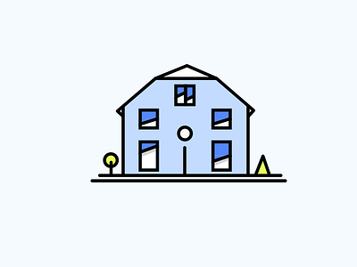 Travel Design-Rocket House architecture building colorful house icon line tree ui