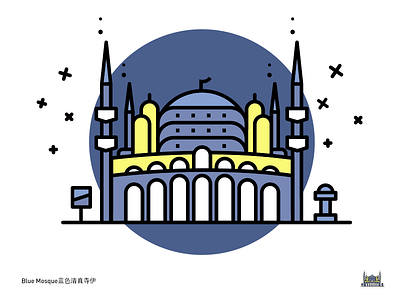 蓝色清真寺伊Blue-Mosque architecture blue mosque building church hall icon