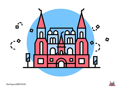 Red Square红场 architecture church，red square，illustration hall icon