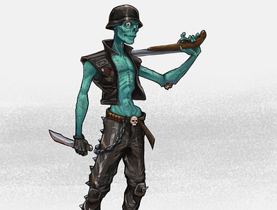 Zombiker 2d art biker cartoon character design digital game gameart zombie