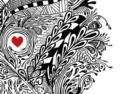 Heart Joy hand drawn illustration swirls