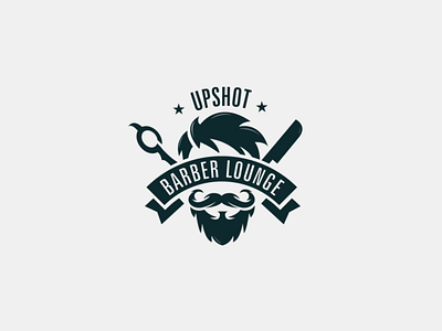 Upshot Barber Lounge Logo barber barber logo barbershop branding design flat icon illustration illustrator logo logo design minimal salon logo vector