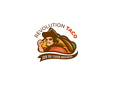 REVOLUTION TACO branding design flat food food logo icon illustration illustrator logo logo design minimal taco vector